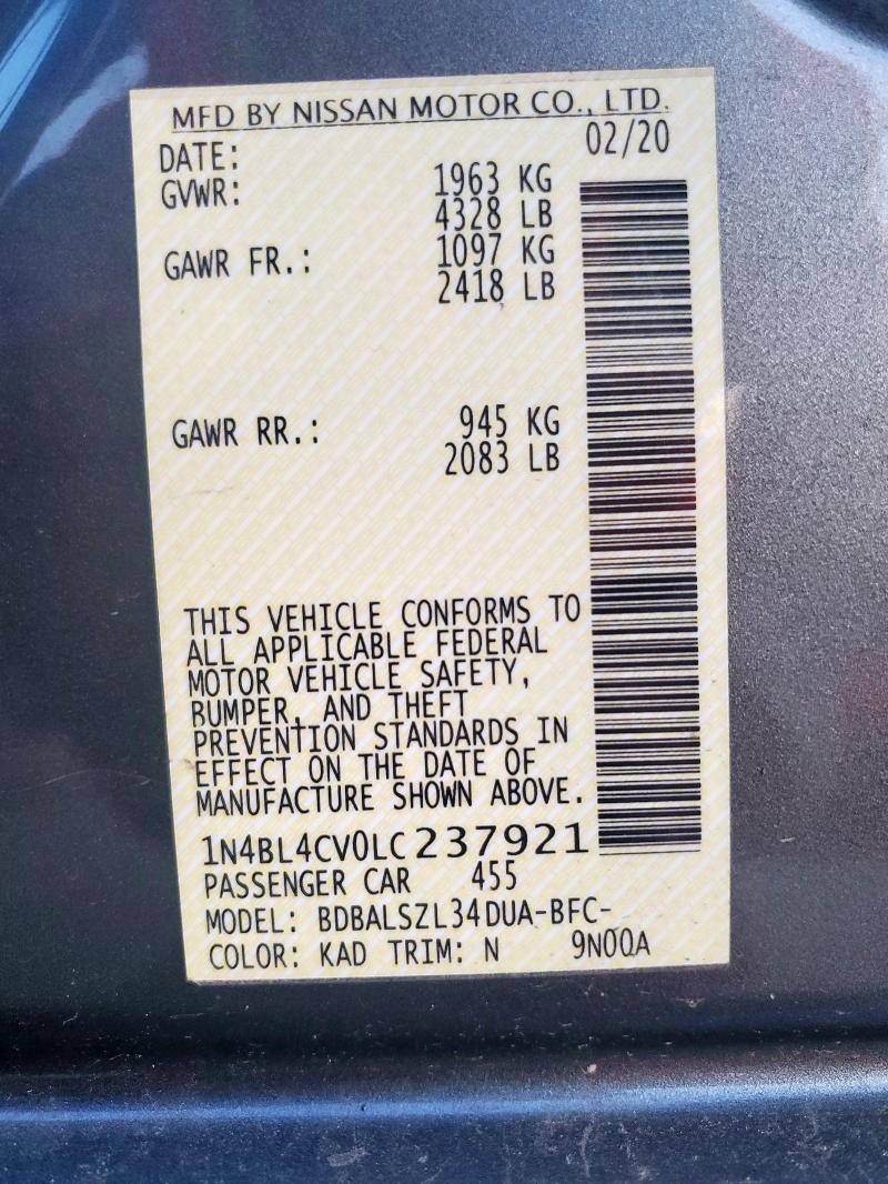 2020 NISSAN ALTIMA SR - 1N4BL4CV0LC237921