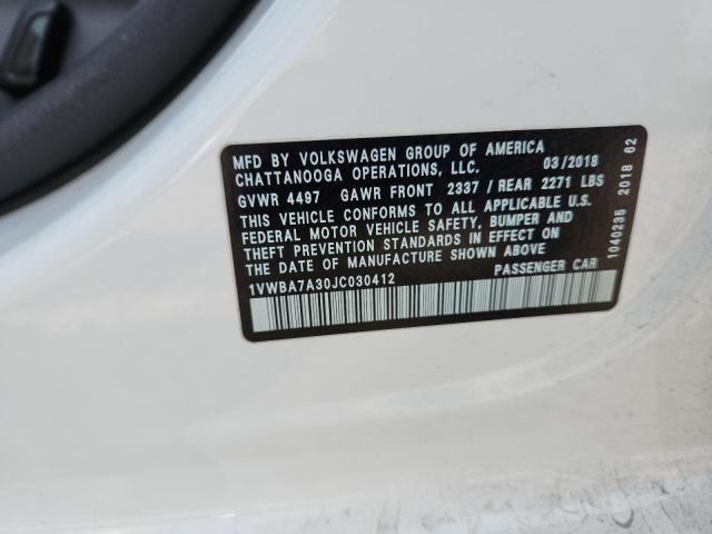 2018 VOLKSWAGEN PASSAT SE 1VWBA7A30JC030412