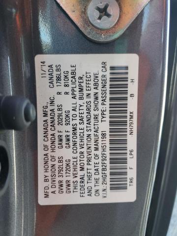 2015 HONDA CIVIC EXL 2HGFB2F92FH511981