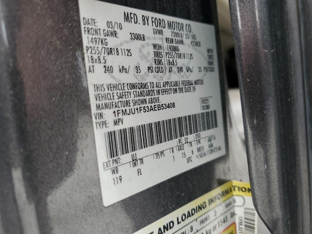 Lot #3260300698 2010 FORD EXPEDITION