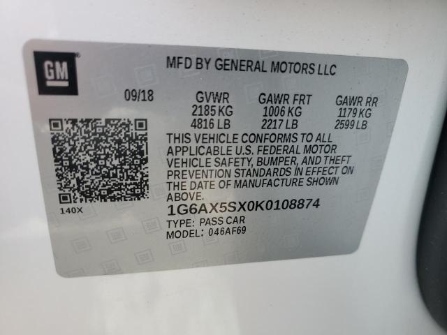 2019 CADILLAC CTS LUXURY 1G6AX5SX0K0108874