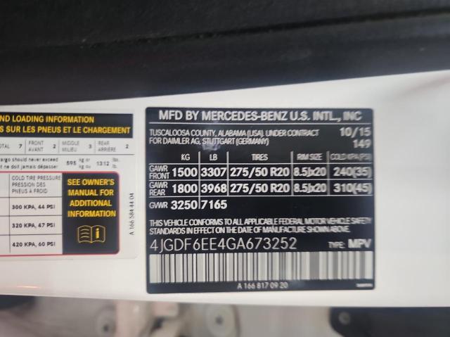 2016 MERCEDES-BENZ GL 450 4MA 4JGDF6EE4GA673252