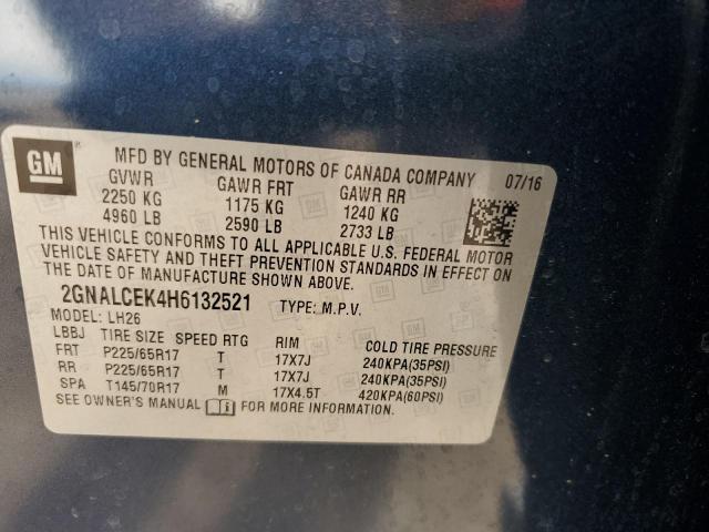 2017 CHEVROLET EQUINOX LT 2GNALCEK4H6132521