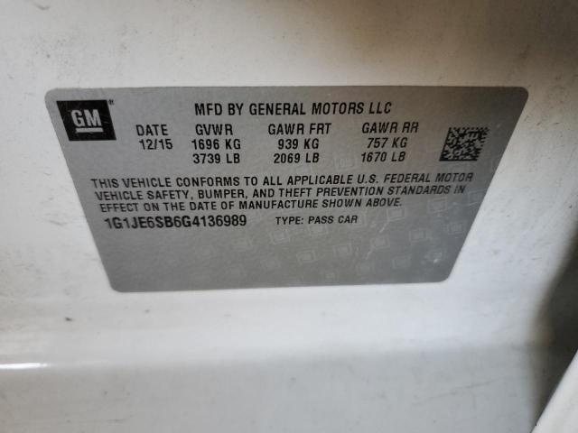 2016 CHEVROLET SONIC LTZ 1G1JE6SB6G4136989