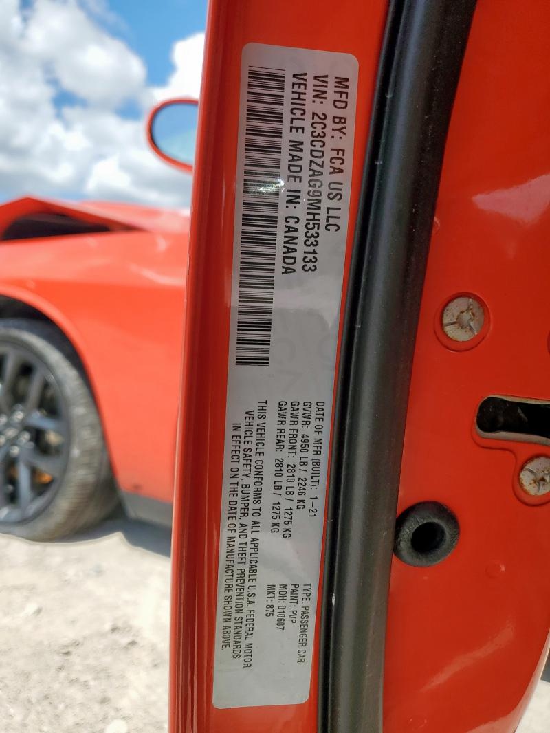 2021 DODGE CHALLENGER 2C3CDZAG9MH533133