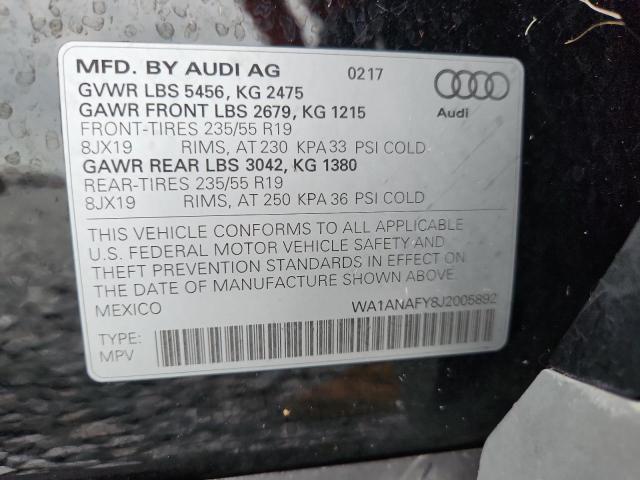 2018 AUDI Q5 PREMIUM WA1ANAFY8J2005892