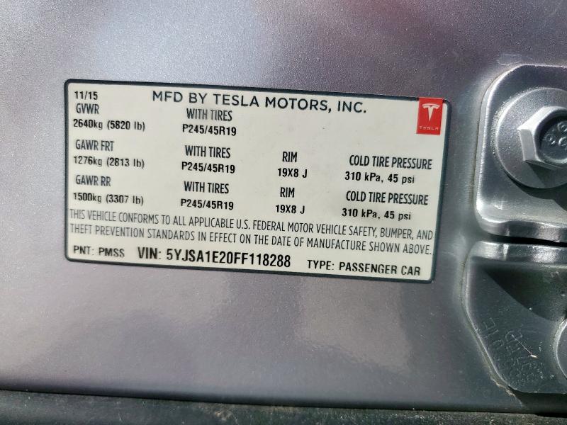 2015 TESLA MODEL S - 5YJSA1E20FF118288