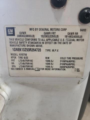 2003 CHEVROLET TAHOE K150 #3303898703