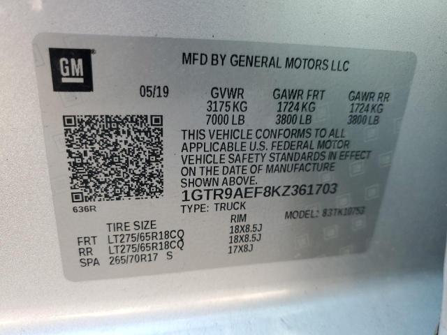 2019 GMC SIERRA K15 1GTR9AEF8KZ361703