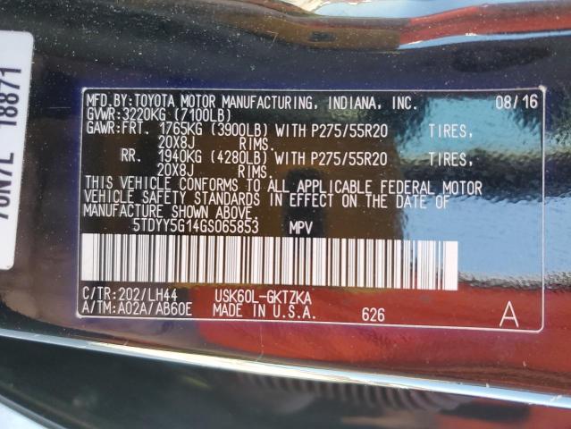 2016 TOYOTA SEQUOIA PLATINUM 5TDYY5G14GS065853