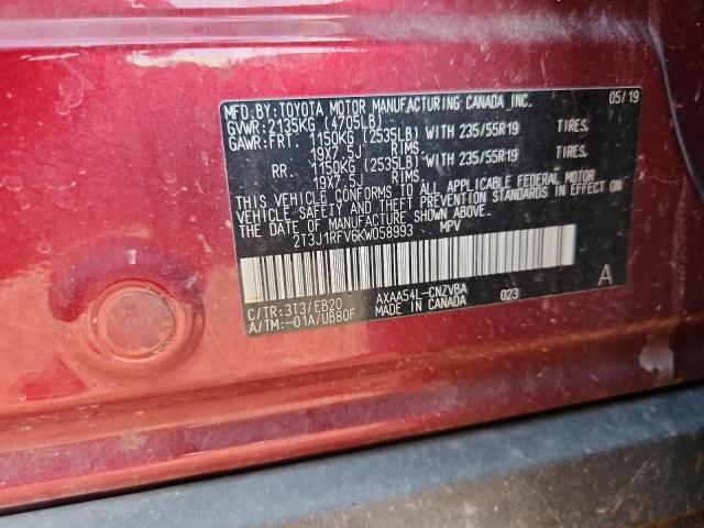 2019 TOYOTA RAV4 ADVEN 2T3J1RFV6KW058993