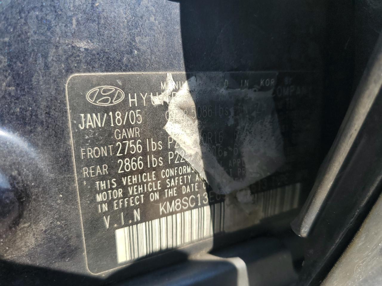 Lot #3315984168 2005 HYUNDAI SANTA FE G