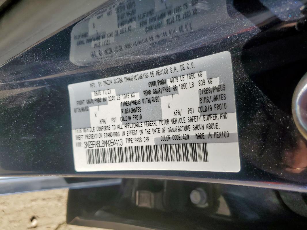 2021 MAZDA 3 SELECT - 3MZBPABL8MM254413