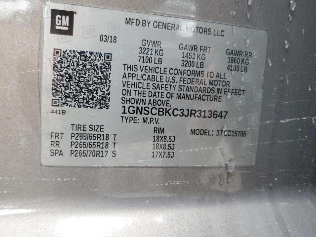 2018 CHEVROLET TAHOE C1500 LT 1GNSCBKC3JR313647