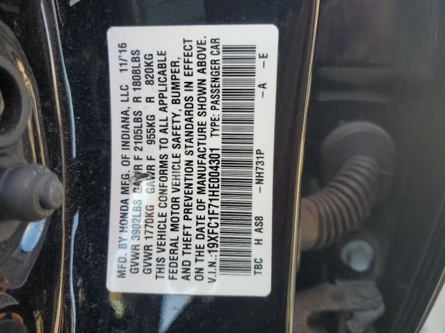 2017 HONDA CIVIC EXL 19XFC1F71HE004301