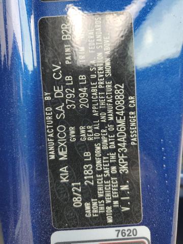 2021 KIA FORTE GT L 3KPF34AD6ME408882