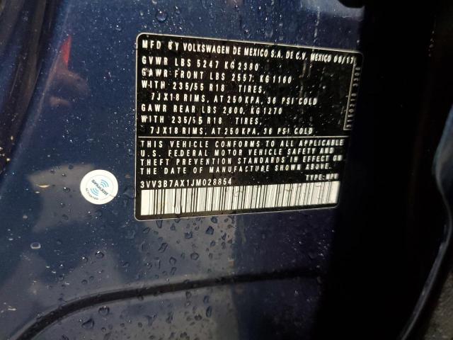 2018 VOLKSWAGEN TIGUAN SE 3VV3B7AX1JM028854