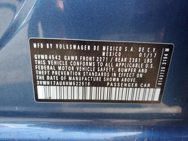 2017 VOLKSWAGEN GOLF ALLTRACK S 3VWH17AU6HM522518