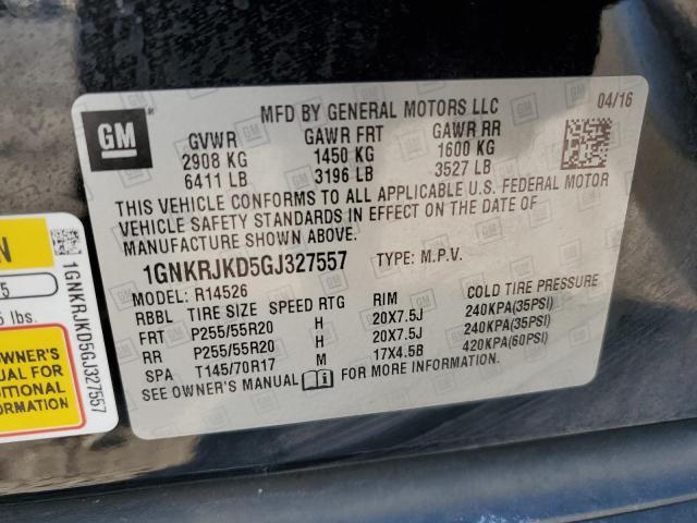 2016 CHEVROLET TRAVERSE LTZ - 1GNKRJKD5GJ327557