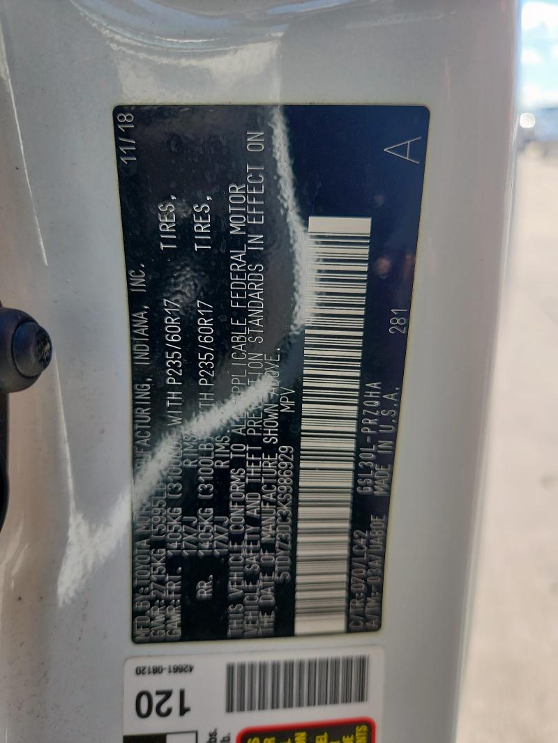 2019 TOYOTA SIENNA XLE - 5TDYZ3DC3KS986929