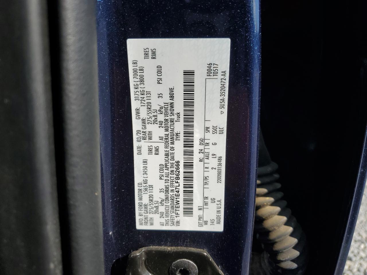 Lot #3290249217 2020 FORD F150 XLT