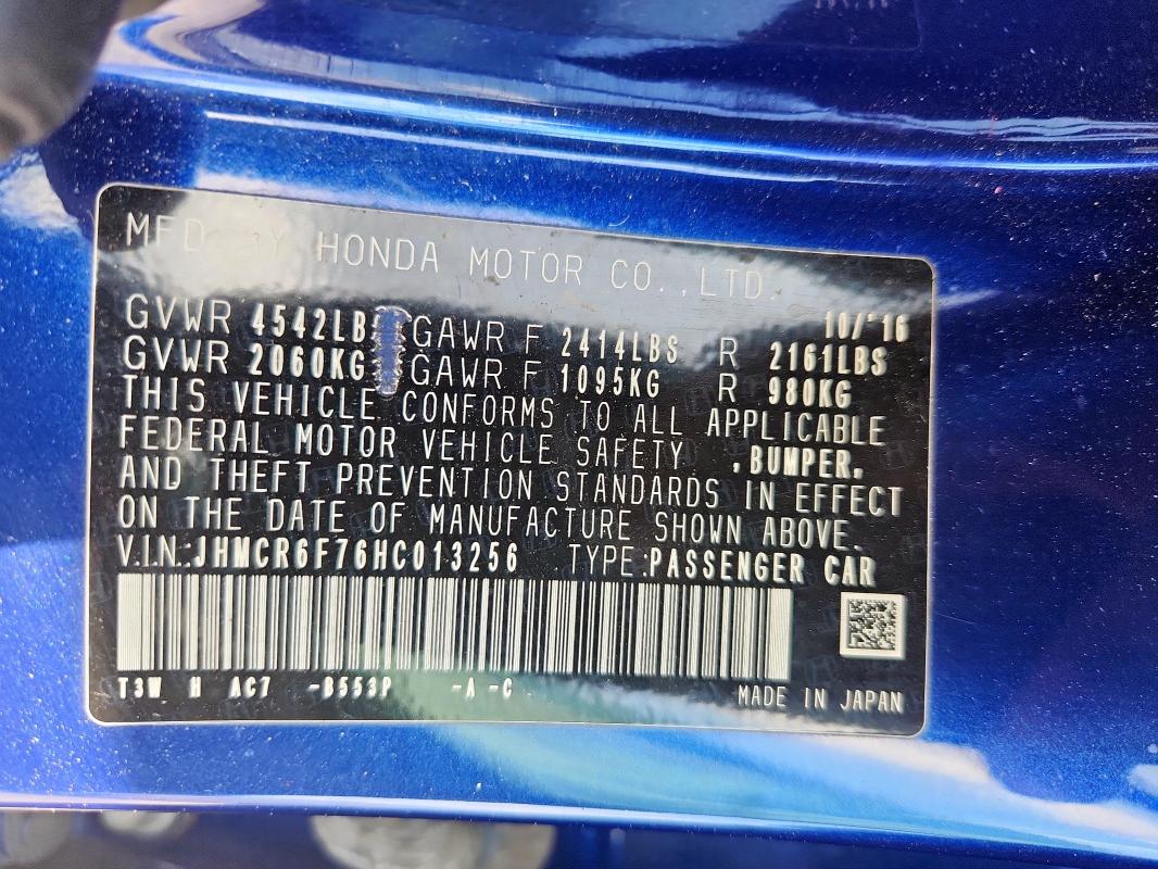 2017 HONDA ACCORD TOU - JHMCR6F76HC013256