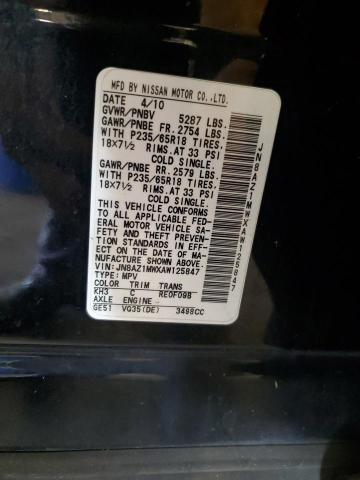 2010 NISSAN MURANO S - JN8AZ1MWXAW125847