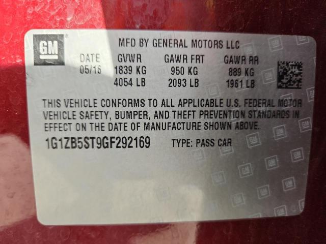 2016 CHEVROLET MALIBU LS 1G1ZB5ST9GF292169