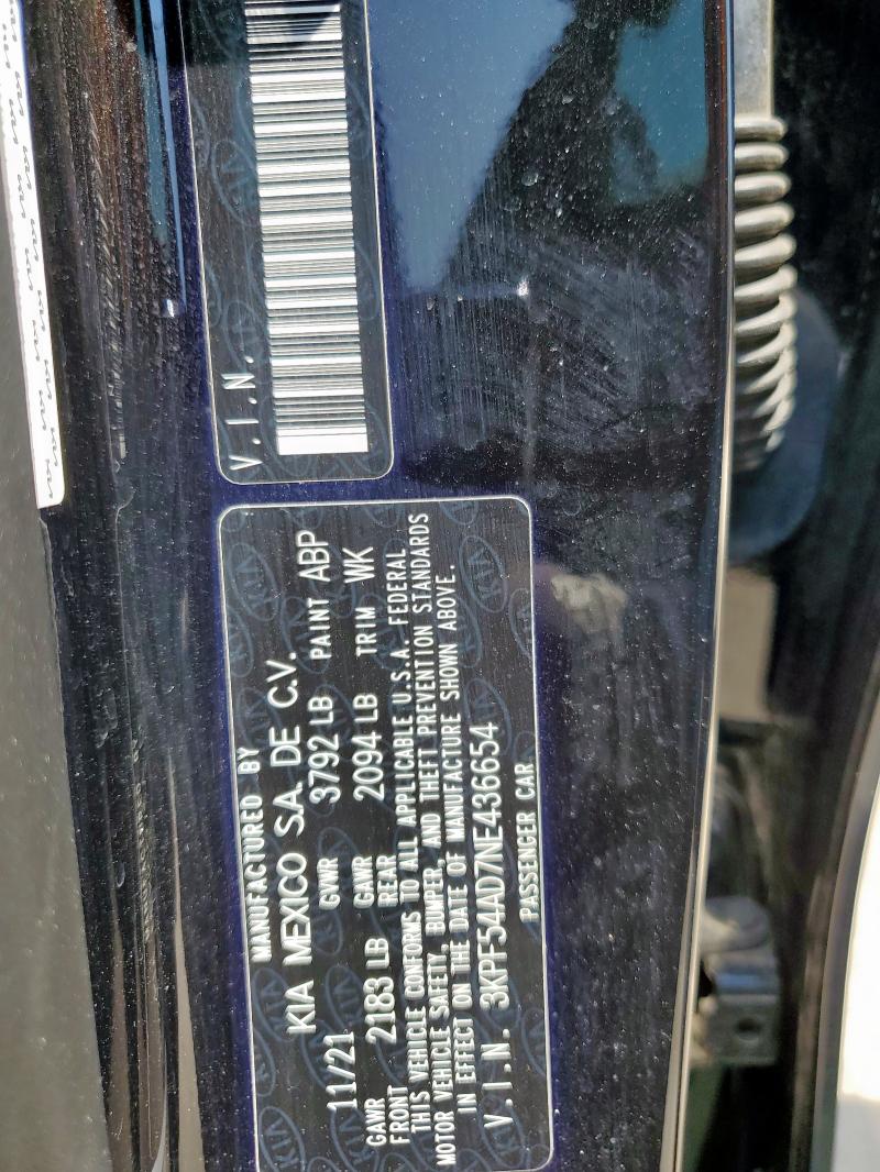 2022 KIA FORTE GT L 3KPF54AD7NE436654