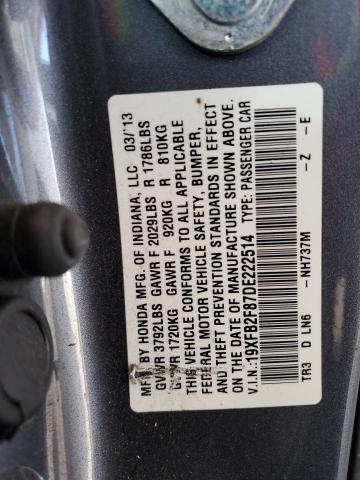 2013 HONDA CIVIC EX - 19XFB2F87DE222514
