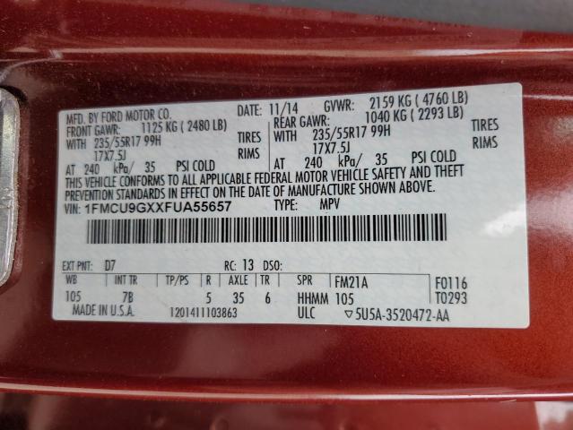 2015 FORD ESCAPE SE 1FMCU9GXXFUA55657