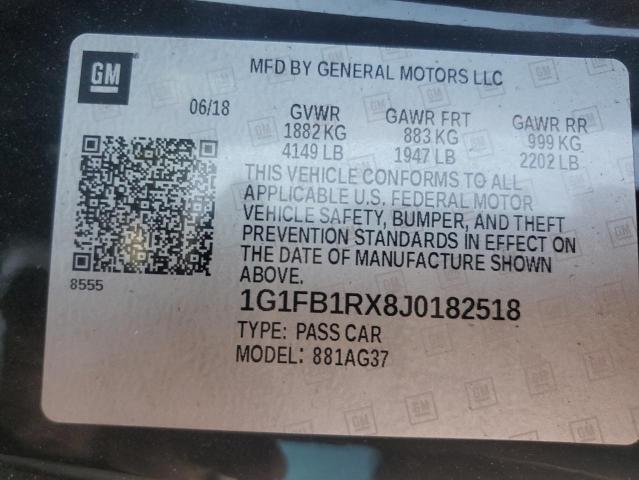 2018 CHEVROLET CAMARO LT 1G1FB1RX8J0182518