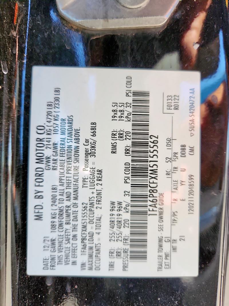 2021 FORD MUSTANG GT 1FA6P8CFXM5155562