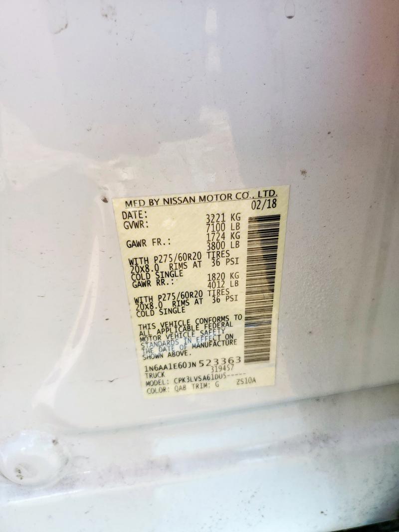 2018 NISSAN TITAN SV 1N6AA1E60JN523363