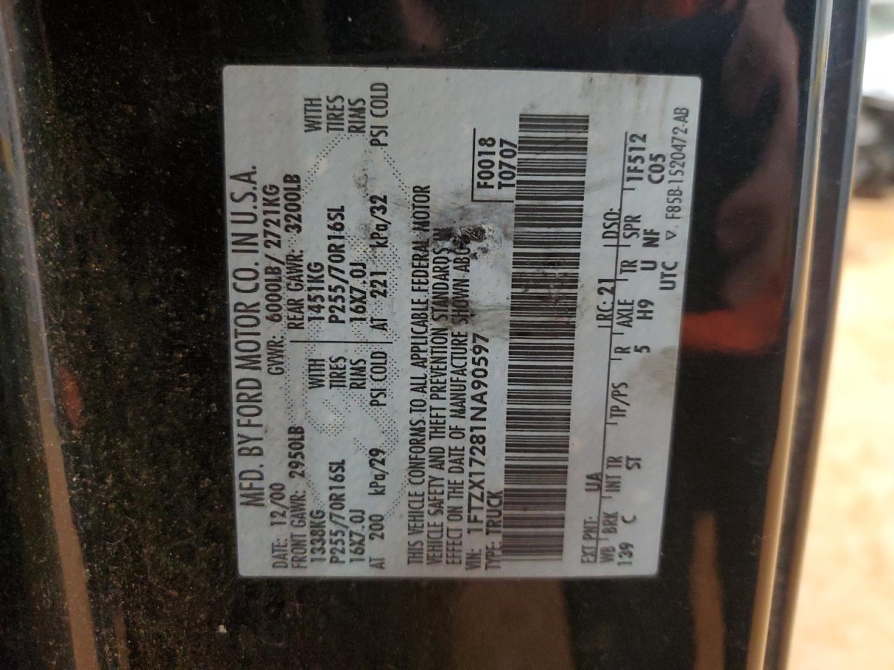 Lot #3240849212 2001 FORD F150