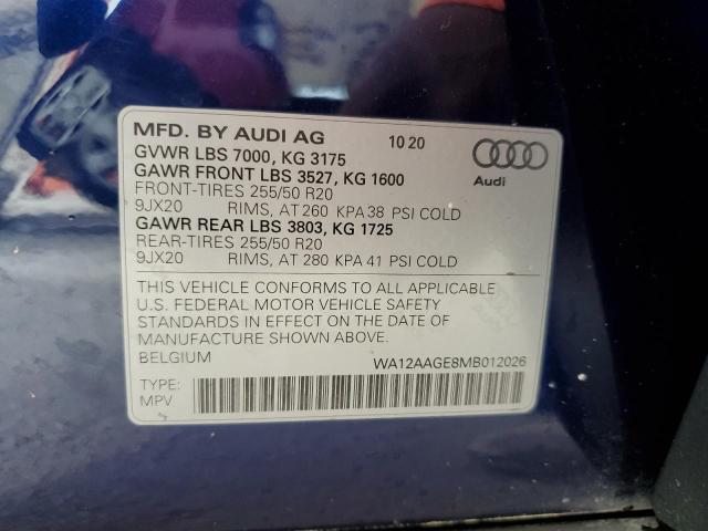 2021 AUDI E-TRON SPO WA12AAGE8MB012026