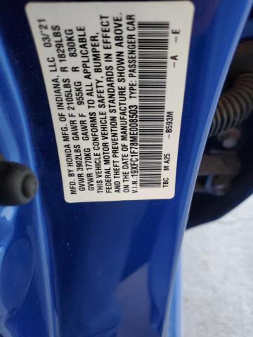 2021 HONDA CIVIC EXL 19XFC1F78ME008503