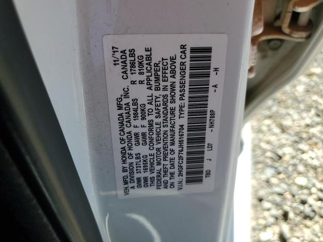 2018 HONDA CIVIC EX 2HGFC2F76JH516704
