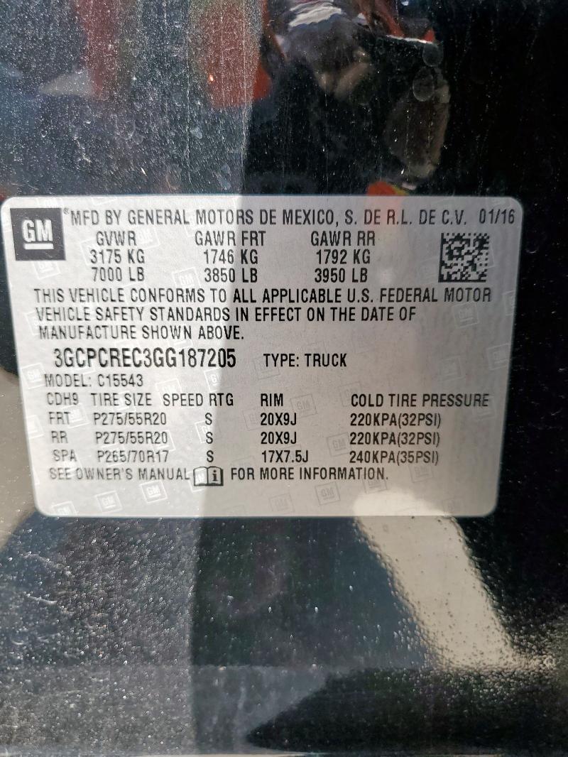 2016 CHEVROLET SILVERADO C1500 LT 3GCPCREC3GG187205