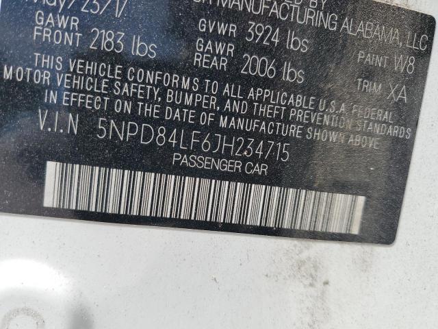 2018 HYUNDAI ELANTRA SEL 5NPD84LF6JH234715