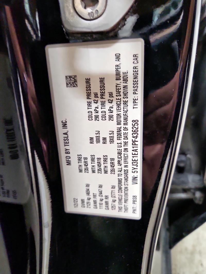 2023 TESLA MODEL 3 5YJ3E1EA1PF436258