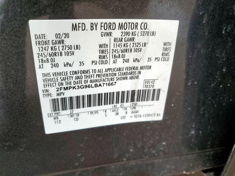 2020 FORD EDGE SE - 2FMPK3G96LBA71667