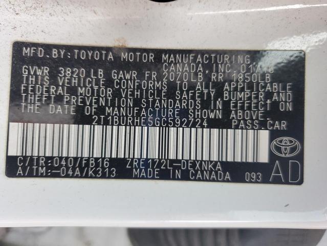 2016 TOYOTA COROLLA L - 2T1BURHE5GC592724