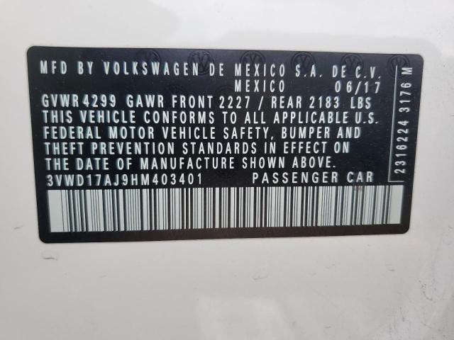 2017 VOLKSWAGEN JETTA SPOR 3VWD17AJ9HM403401