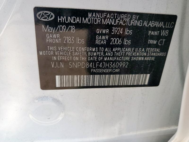 2018 HYUNDAI ELANTRA SE - 5NPD84LF4JH360992