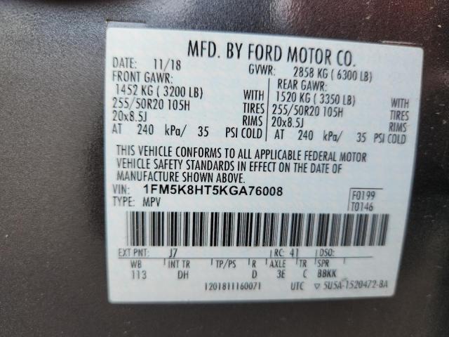 2019 FORD EXPLORER PLATINUM #3286926223