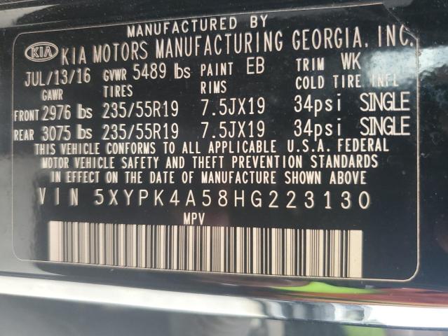 2017 KIA SORENTO SX 5XYPK4A58HG223130