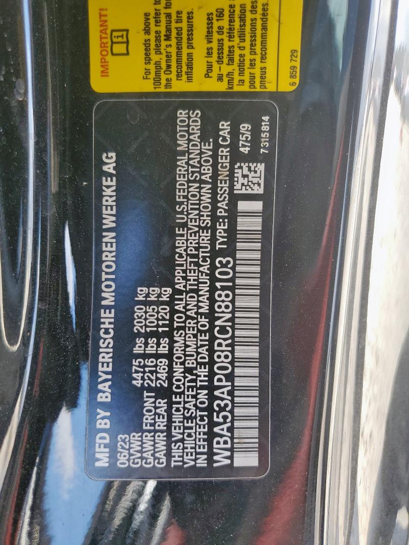 2024 BMW 430I WBA53AP08RCN88103