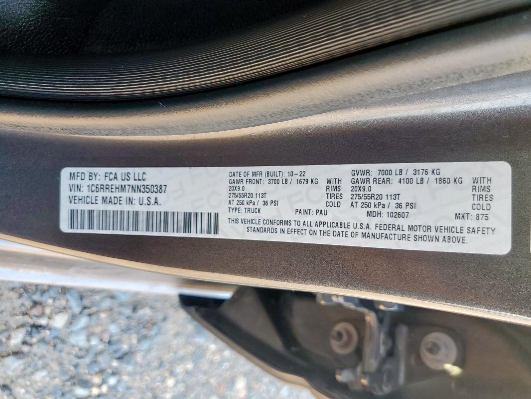 2022 RAM 1500 LIMIT - 1C6RREHM7NN350387