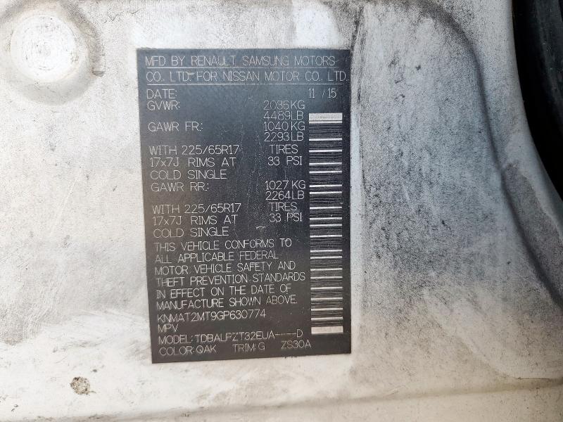 2016 NISSAN ROGUE S KNMAT2MT9GP630774